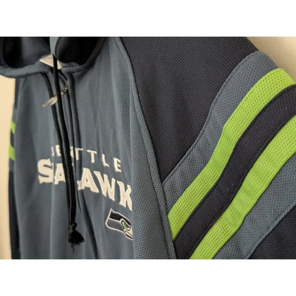 Vintage Reebok NFL Seattle Seahawks Full Zip Hoodie Men’s Large - Blue/Grey - Picture 3 of 10